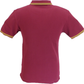 Trojan Mens Port Red Stripe Front Pique Tipped Polo Shirt