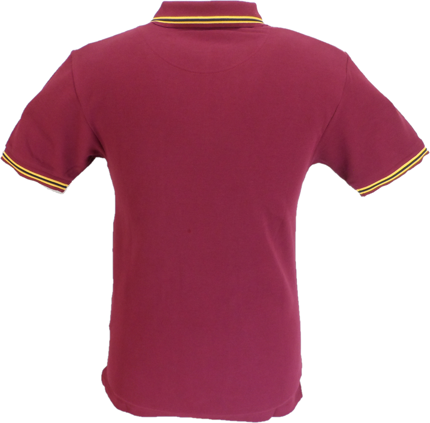 Trojan Mens Port Red Stripe Front Pique Tipped Polo Shirt