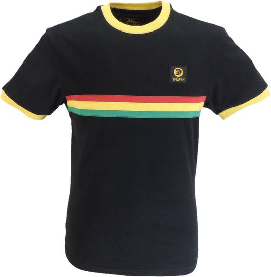 Trojan Mens Black Retro Ringer Striped  T Shirt
