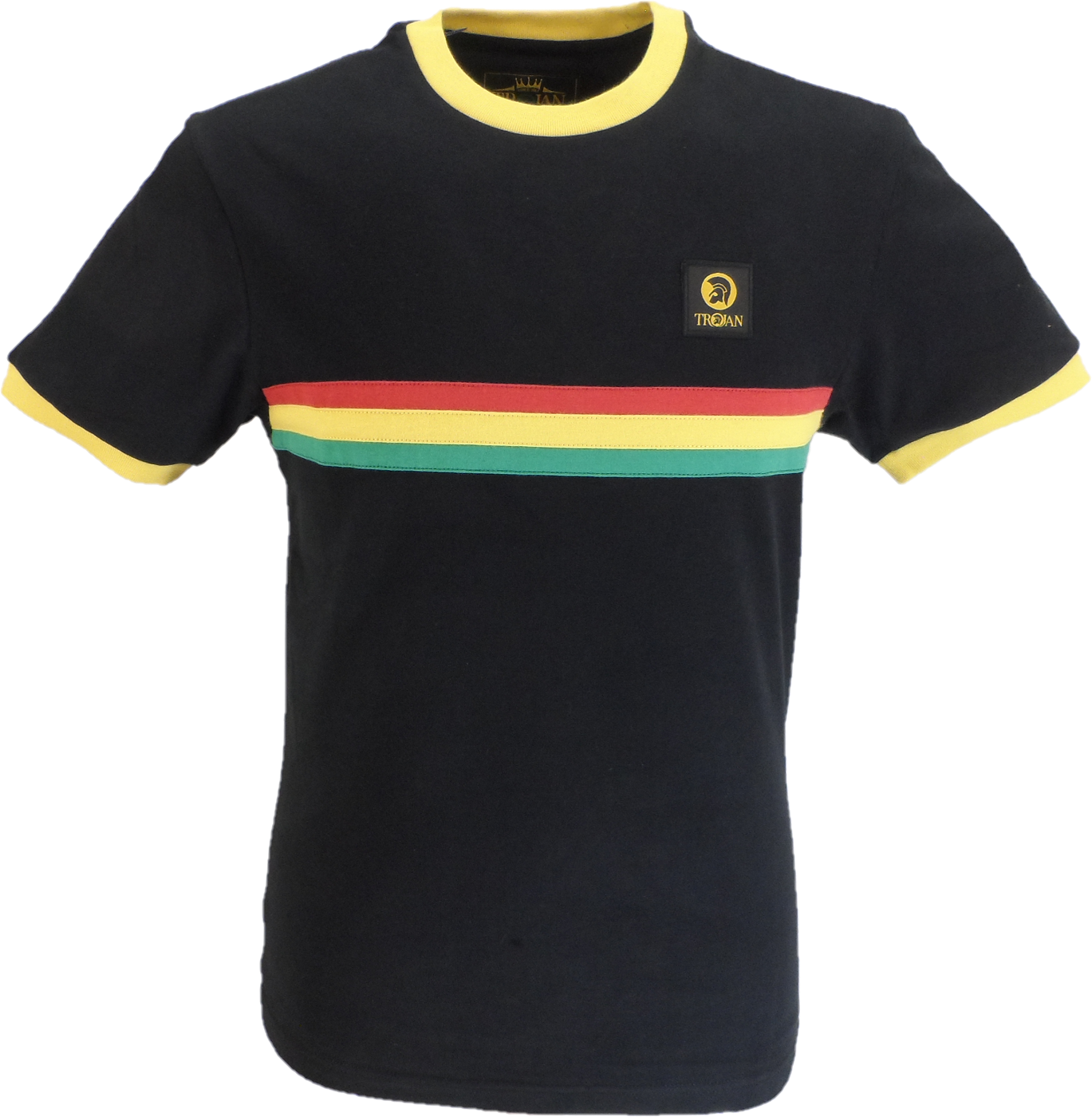 Trojan Mens Black Retro Ringer Striped  T Shirt