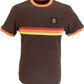 Trojan Mens Brown Retro Ringer Striped  T Shirt