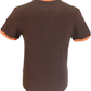 Trojan Mens Brown Retro Ringer Striped  T Shirt