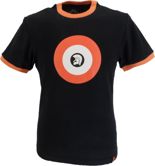 Trojan Mens Black Target Ringer logo T-Shirt