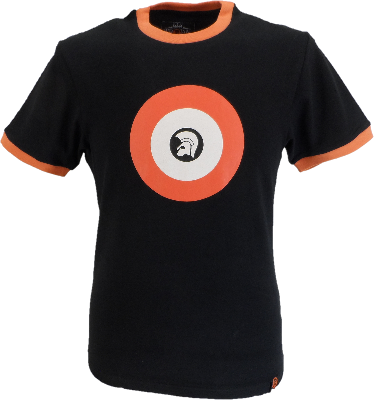 Trojan Mens Black Target Ringer logo T-Shirt