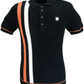 Trojan Mens Black Textured Racing Stripe Knitted Polo Shirt