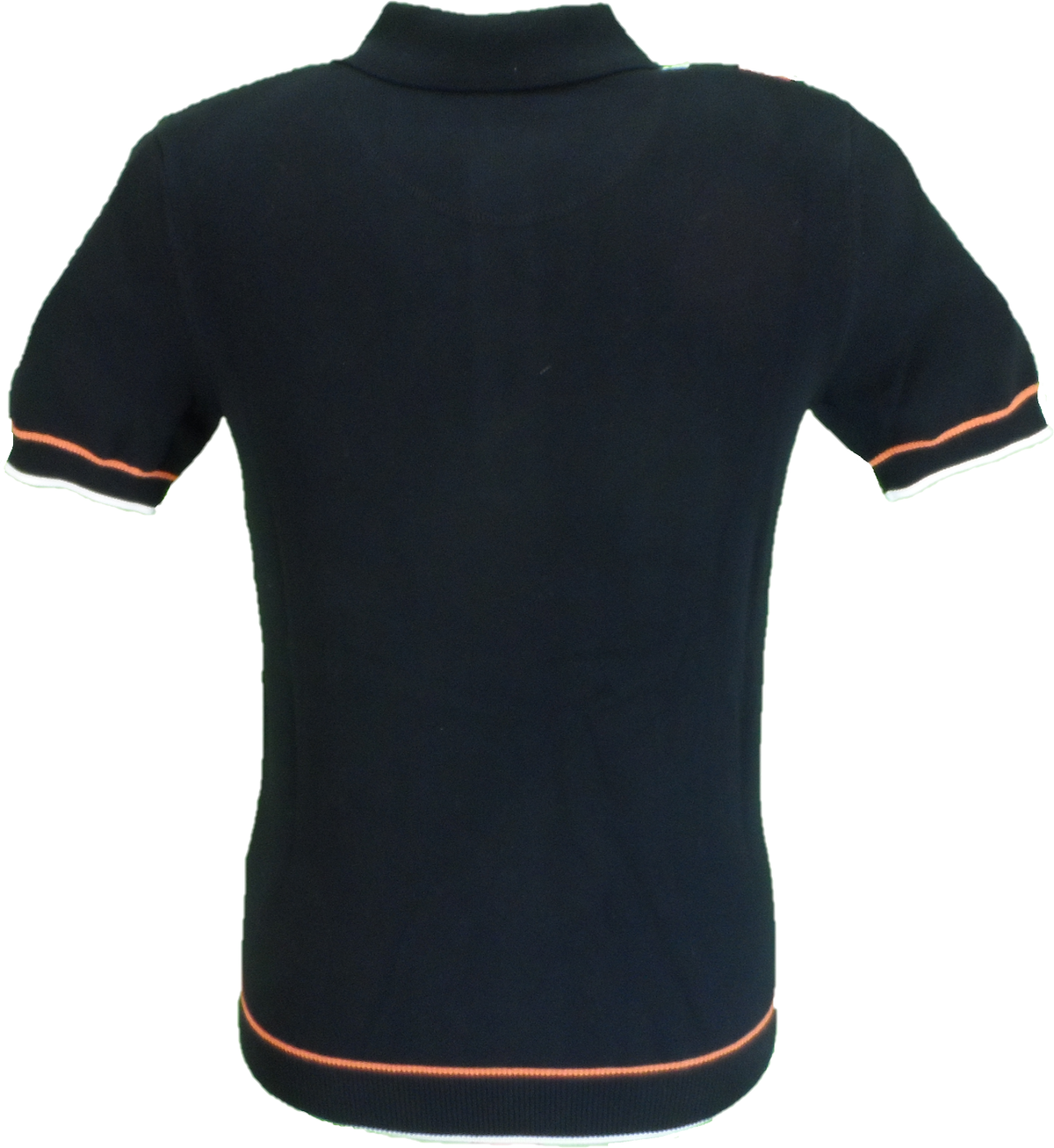 Trojan Mens Black Textured Racing Stripe Knitted Polo Shirt