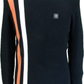 Trojan Mens Black Textured Racing Stripe Fine Gauge Turtle Neck