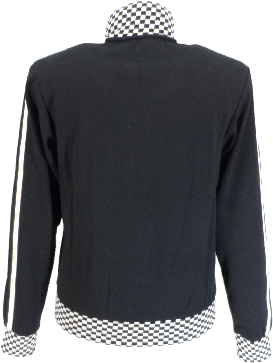 Trojan Mens Black Chequerboard Stripe Retro Track Tops