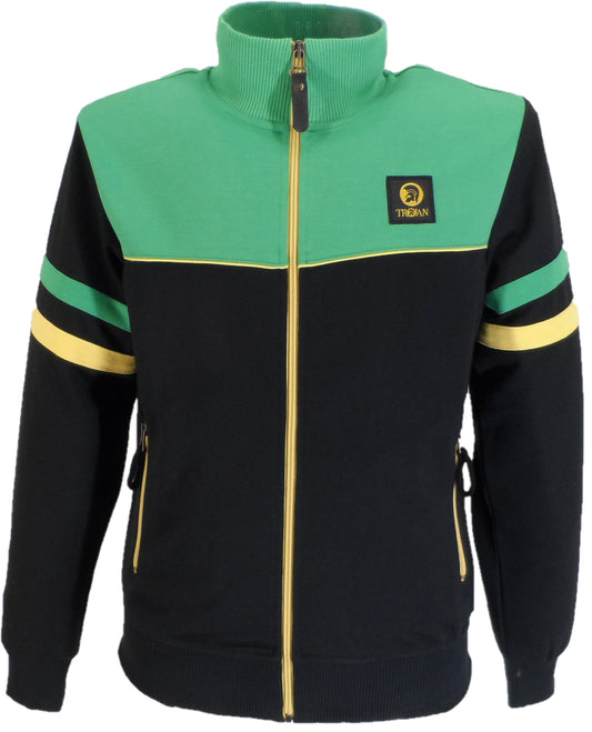 Trojan Mens Black/Green Panel Track Tops