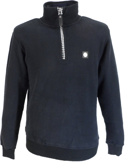 Trojan Mens Black Quarter Zip Trim Sweat Shirt