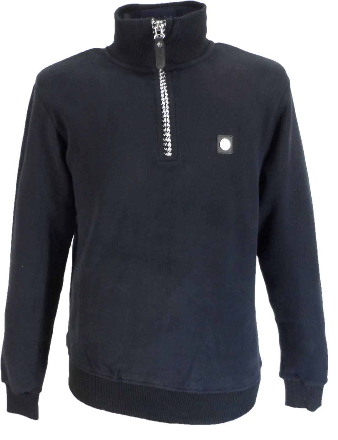 Trojan Mens Black Quarter Zip Trim Sweat Shirt