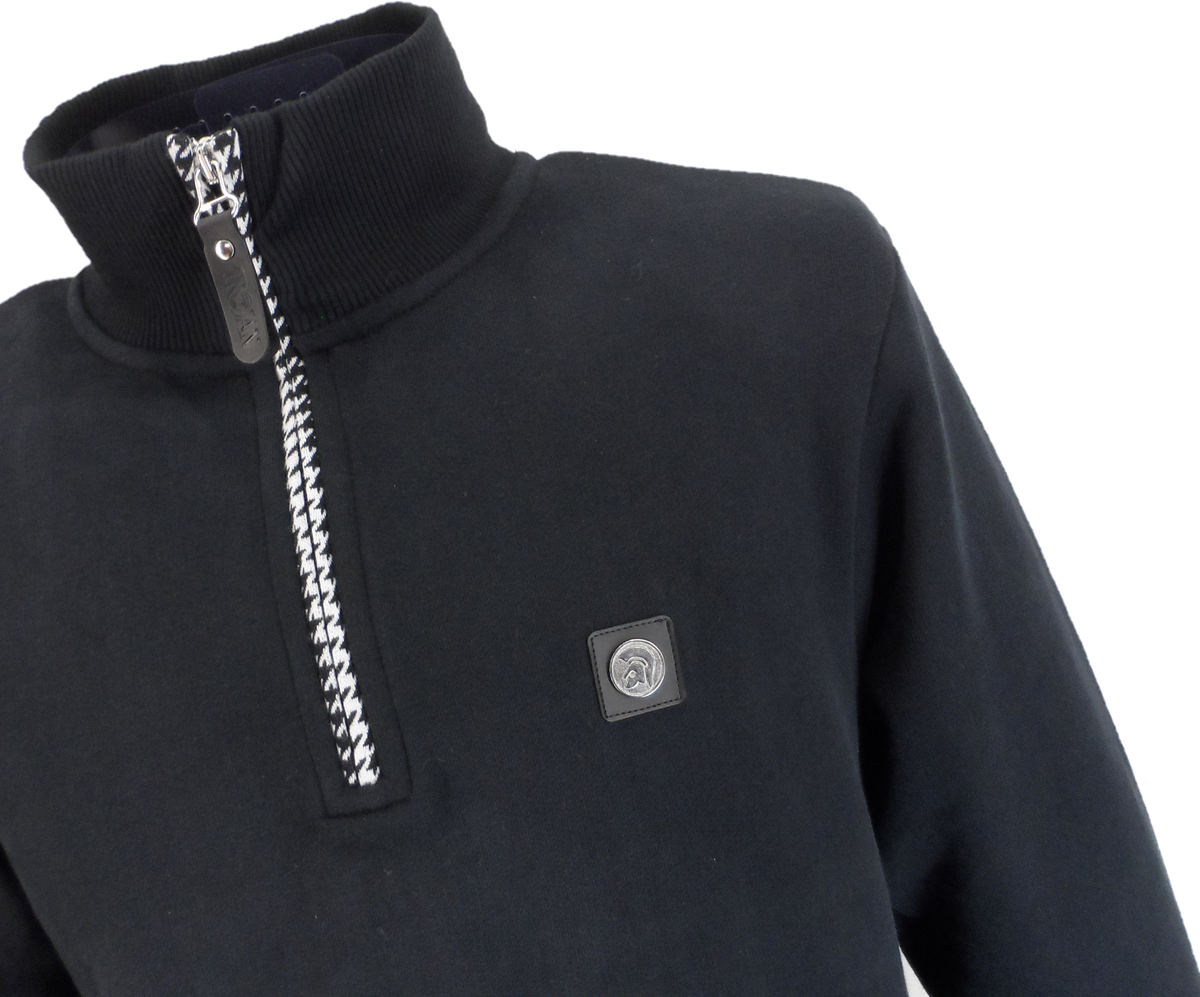 Trojan Mens Black Quarter Zip Trim Sweat Shirt