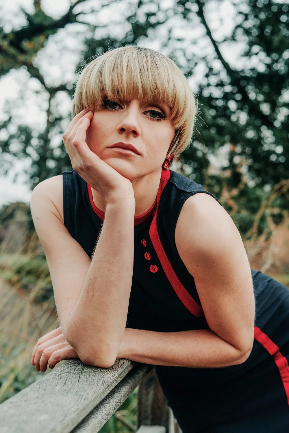 Ladies Retro Navy Blue Anna Mod Dress