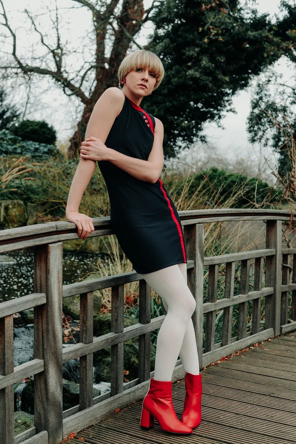 Ladies Retro Navy Blue Anna Mod Dress