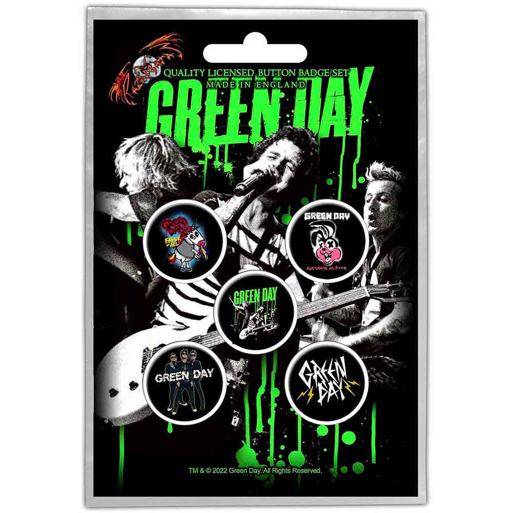 Green Day Button Badge 5 Pack Set