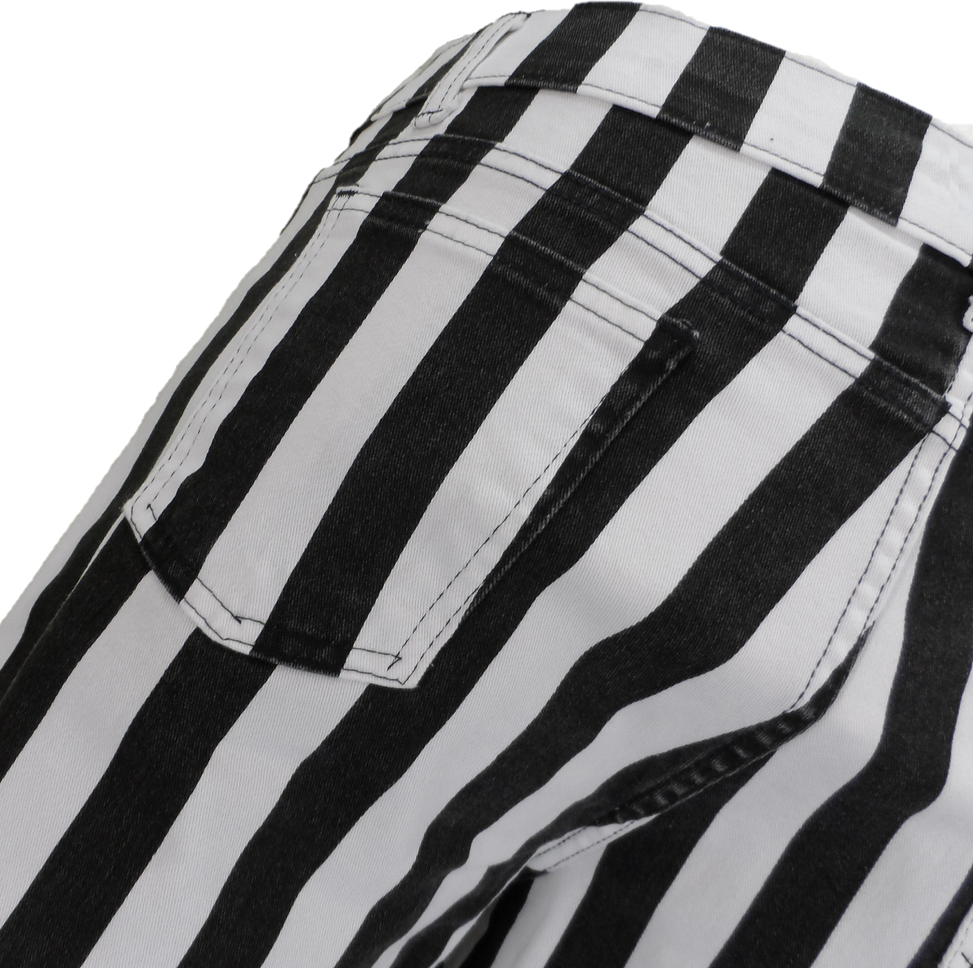 Run & Fly Mens Black and White Striped Skinny Jeans
