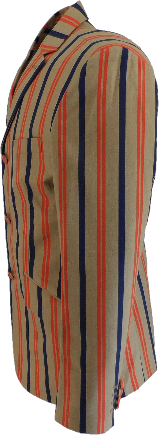 Mens Classic Retro Beige/Red/Navy Boating Blazer Jacket
