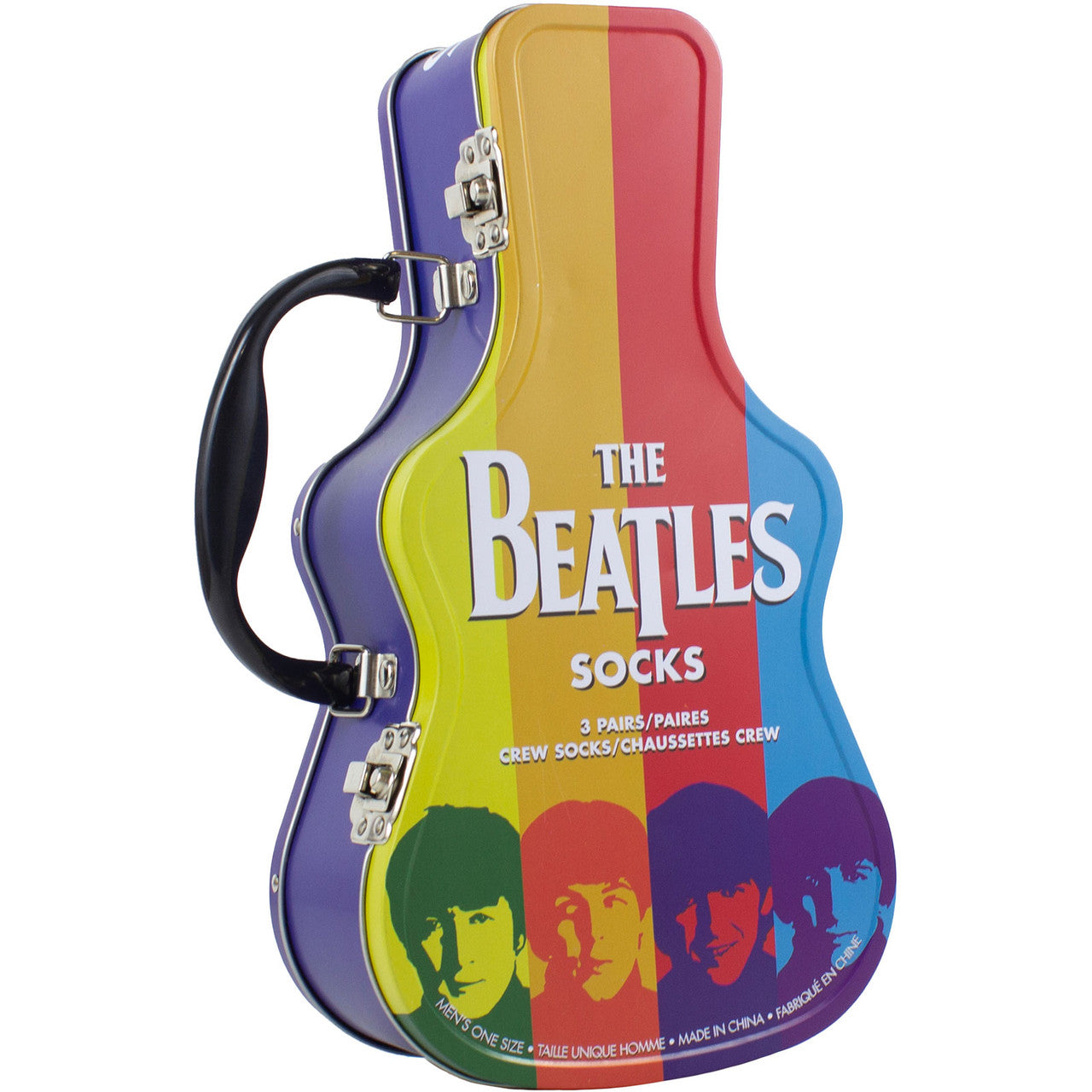 Mens Officially Licensed Tin Of 3 Pairs of The Beatles Socks
