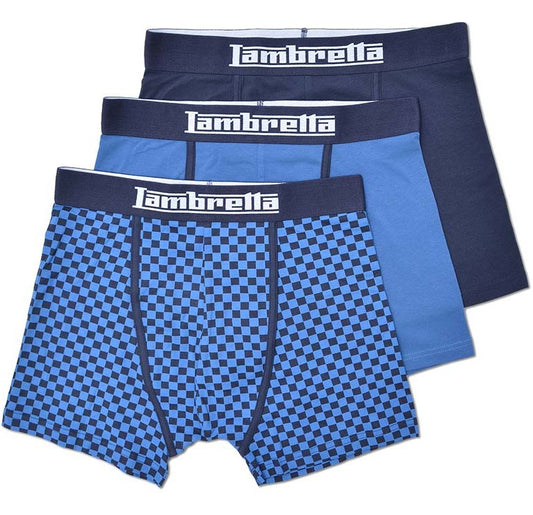 Lambretta Herren-Boxershorts, Marineblau, 3er-Pack, mehrfarbig
