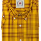 Relco chemises boutonnées à manches courtes à carreaux moutarde et bordeaux pour hommes
