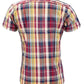 Relco Ladies Retro Purple & Yellow Check Button Down Short Sleeved Shirts