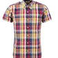 Relco Mens Purple & Yellow Multi Check Short Sleeved Button Down Shirts