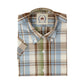 Relco Mens Sky/Green/Brown Multi Check Short Sleeved Button Down Shirts