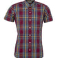 Relco Mens Burgundy/Yellow/Blue Multi Check Short Sleeved Button Down Shirts