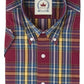 Relco Mens Burgundy/Yellow/Blue Multi Check Short Sleeved Button Down Shirts