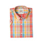 Relco Mens Orange & Blue Check Short Sleeved Vintage/Retro Button Down Shirts