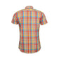 Relco Mens Orange & Blue Check Short Sleeved Vintage/Retro Button Down Shirts