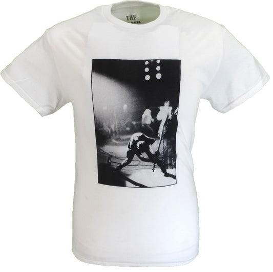 Mens White Official The Clash Guitar Smash with Back Print T Shirt