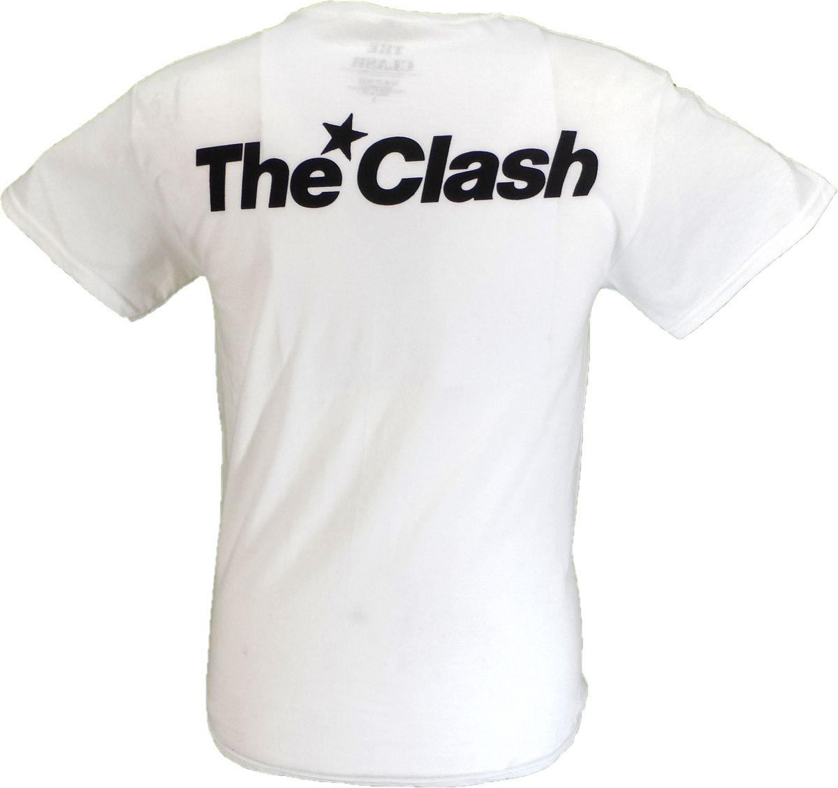 Mens White Official The Clash Guitar Smash with Back Print T Shirt