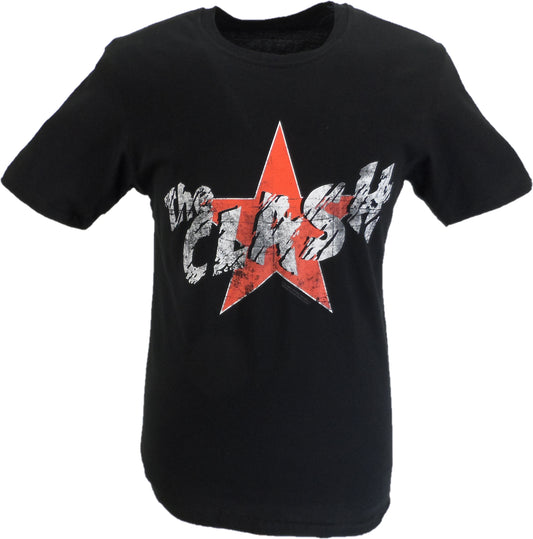 Mens Black Official The Clash Star Logo T Shirt
