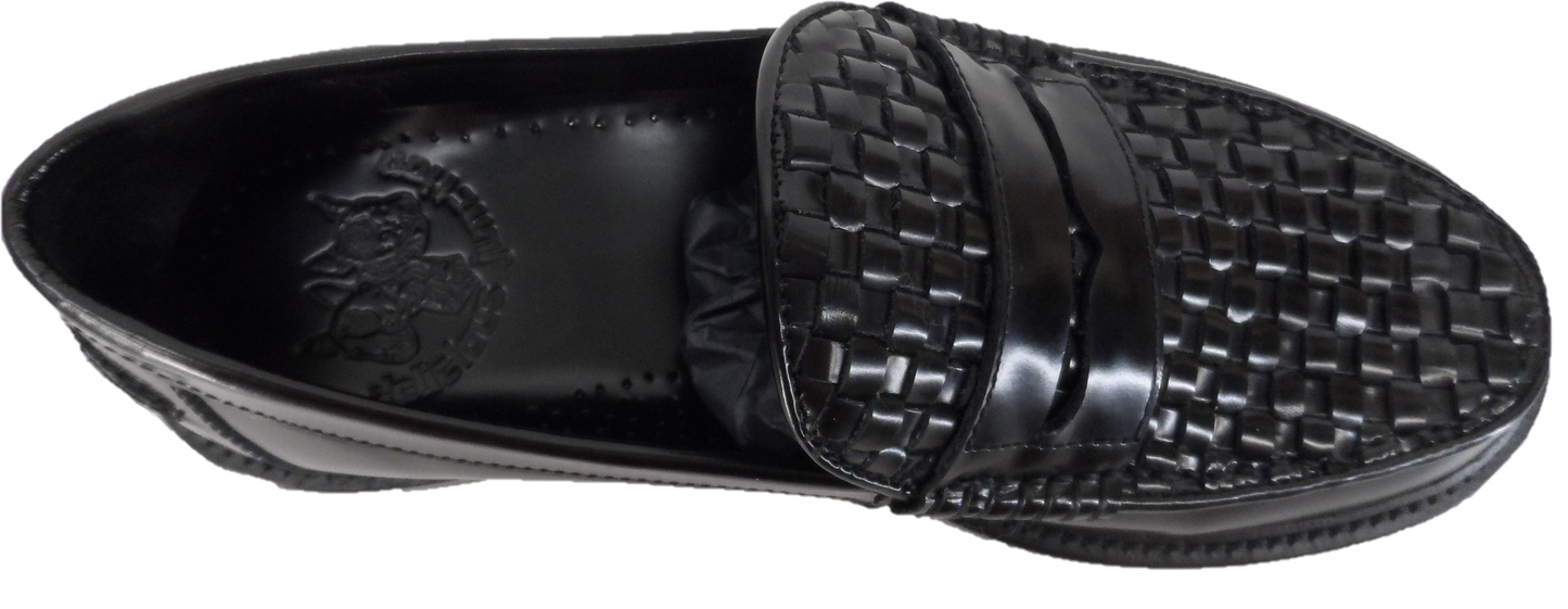 Delicious Junction Brummel Black Real Basket Weave Penny Loafer