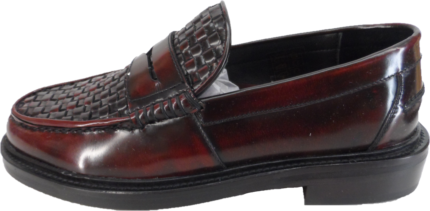 Delicious Junction Brummel Oxblood Real Basket Weave Penny Loafer