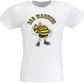 White short-sleeve crewneck t-shirt featuring a graphic of the 'Bad Manners' cartoon bee character jumping rope under the text 'BAD MANNERS' in yellow and black.
