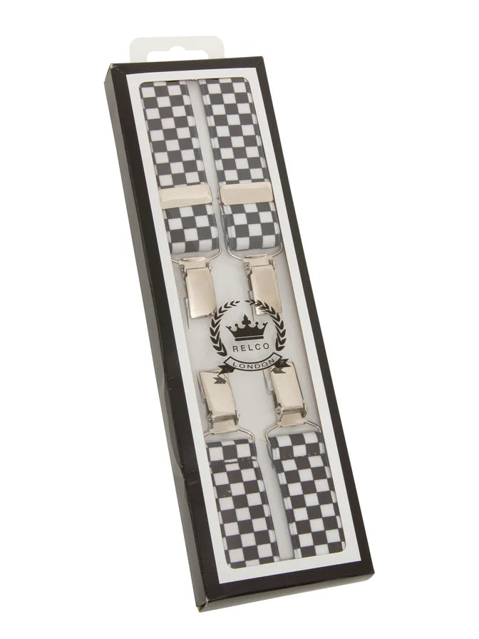 Relco Mens UK Made One Inch Checkerboard Braces