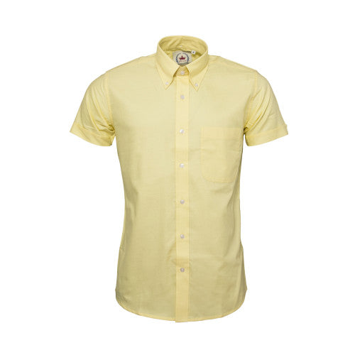 Relco Mens Lemon Oxford Cotton Short Sleeved Retro Mod Button Down Shirt
