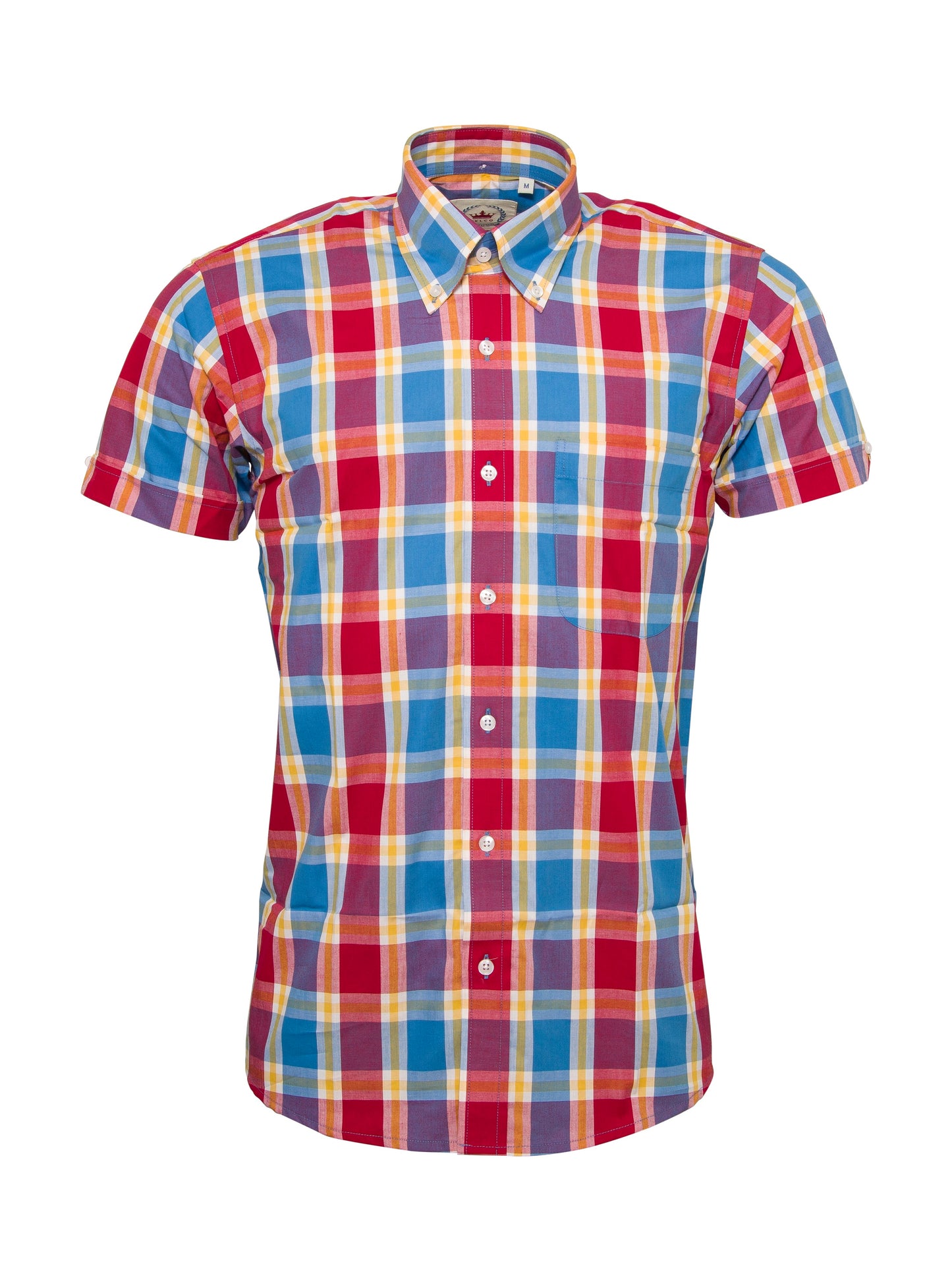 Relco Mens Multi Check Short Sleeved Button Down Shirts