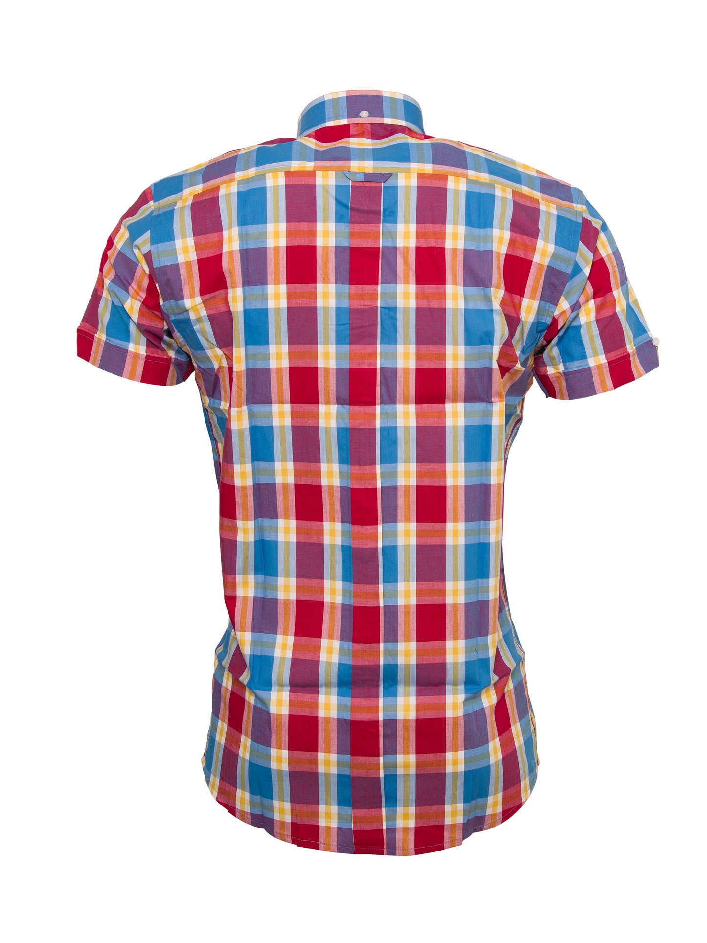 Relco Mens Multi Check Short Sleeved Button Down Shirts