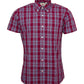 Relco Mens Burgundy/Sky Blue Multi Check Short Sleeved Button Down Shirts