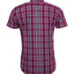 Relco Ladies Retro Burgundy/Sky Blue Check Button Down Short Sleeved Shirts
