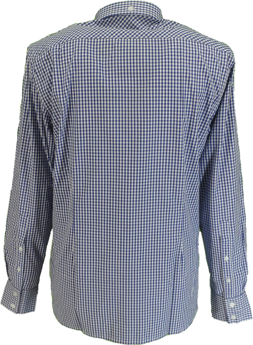 Merc Japster Royal Gingham karierte langärmelige Retro-Mod-Button-Down-Hemden