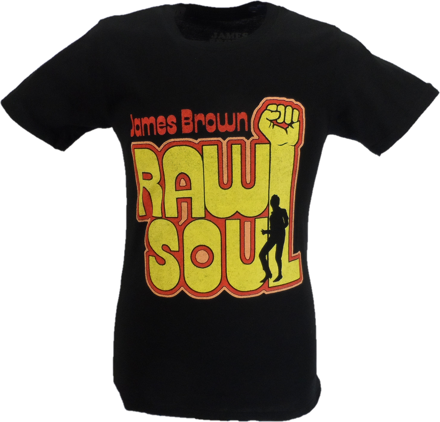 Schwarzes Offizielles James Brown Raw Soul T-Shirt Für Herren