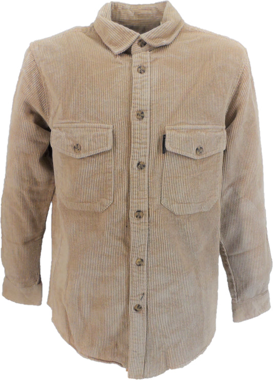 Lambretta Mens Biege Retro Cord Over Shirt