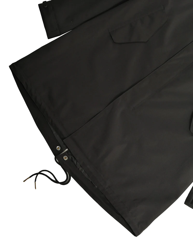 Lambretta Mens Black Retro Waterproof Fishtail Parka