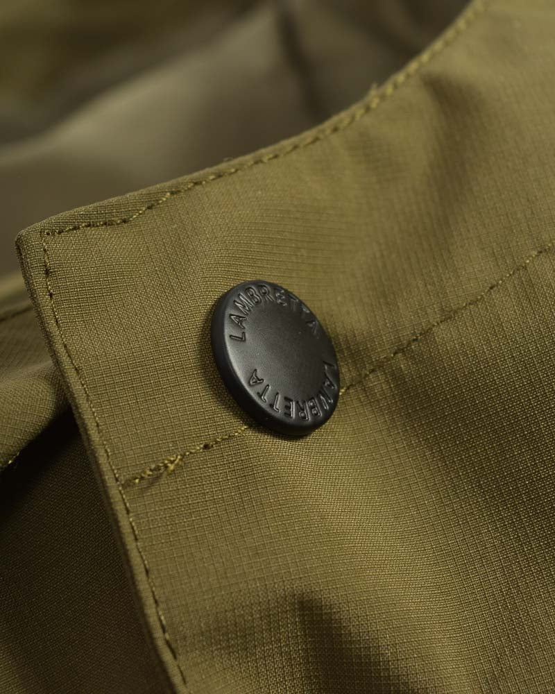Lambretta Mens Khaki Green Ripstop Waterproof Parka