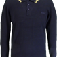 Lambretta Mens Black Gold Tipped Collar Knitted Polo Shirt