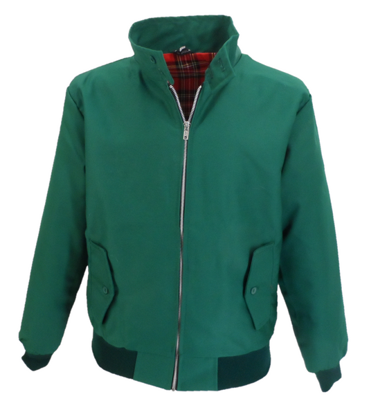 Green jacket with a plaid lining on a white background